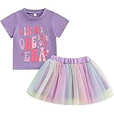 Partclots Toddler Baby Girl 1st Birthday Outfits Short Sleeve T-shirt One Year Old Era Crown Shirt Summer Tutu Skirt Set
