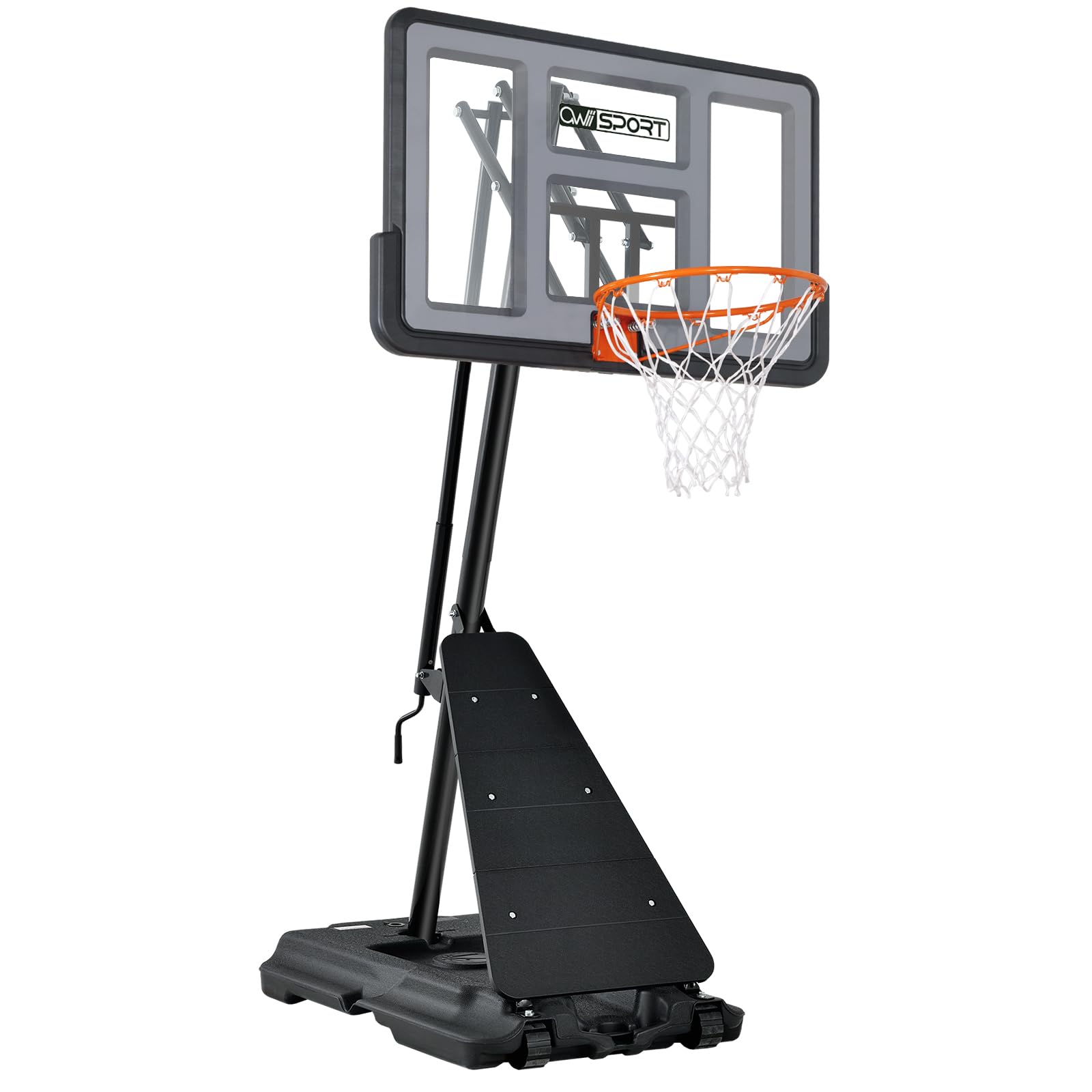 Photo 1 of AWII SPORT Basketball Hoop Outdoor, 5.3-10FT Height Adjustable Basketball Hoop Goal System with 44Inch Impact Backboard and Portable Wheels for Adults