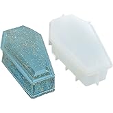 1 Set Coffin Storage Box Silicone Halloween Theme Casket Resin Mold Bottle Jar Epoxy Silicone Casting Molds Coffin for Jewelry Ornaments Trinket, 3D DIY Making Decor Art Crafts