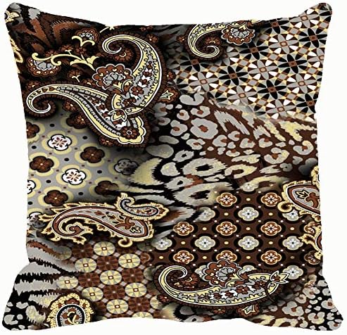 Ruio Paisley Animal Skin Patchwork Design Abstract Abstract Abstract Throw Pillow Case Cushion Cover Square Pillowcase for Home Sofa Car 18X18inch