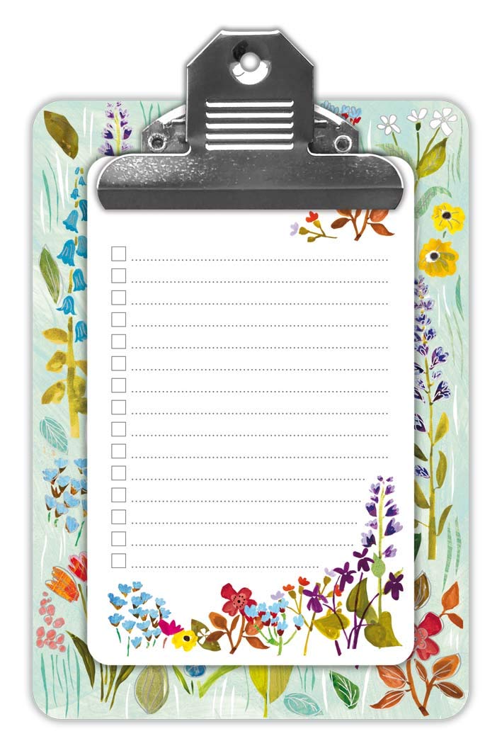 Quire Clipboard with Notepad - Floral Design - 100 Pages - Size 120mm x 170mm