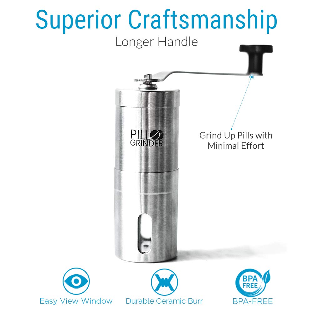 Galleon Pill Grinder Stainless Steel Tablet & Vitamin Crusher