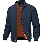 TBMPOY Men's Winter Lightweight Bomber Jackets Water Resistant Fall Casual Windbreakers Quilted Full Zip Windproof Work Coats