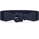 WHIPPY Women Wide Elastic Belt Ladies Stretch Dress Belt Vintage Waistband Thick Belt with Interlock Leather Buckle