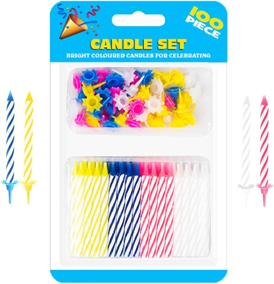 152pcs Decorative Birthday Cake Celebration Candles Set including Easy to Use Holders, Angel Flames