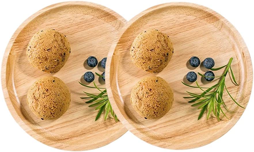 1 * Wooden Tea Tray - Round Wood Tea Tray Sushi Snacks Fruits Serving Plate Dish Wooden Serving Plate for Home Restaurant (24*24cm)