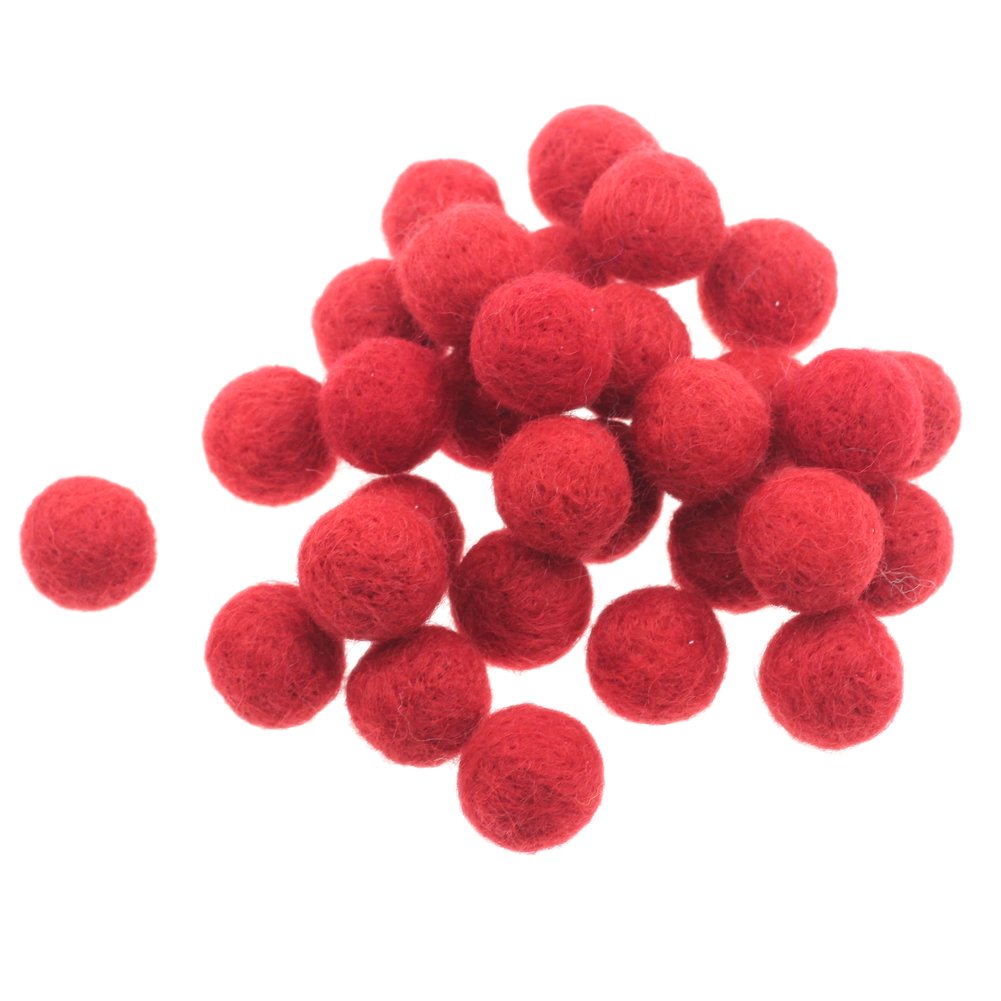 Zasy 20mm Needle Felt Wool Balls Felt Pom Pom Beads DIY Accessories Garlands 30pcs Red