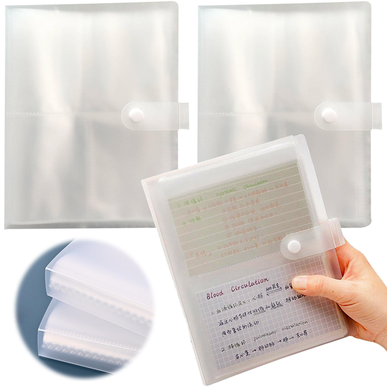 Photo 1 of 2 PCS 3x5 Index Card Organizer, BetterJonny Index Cards Clear Plastic Holder Organizer Pouches Book Recipe Card Holder Flash Cards Holder, Total 80 Page Hold 320 Cards