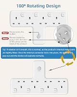 Mscien 4 Way UK Plug Adaptor with 180 Degree Rotation Surge Protector view 3