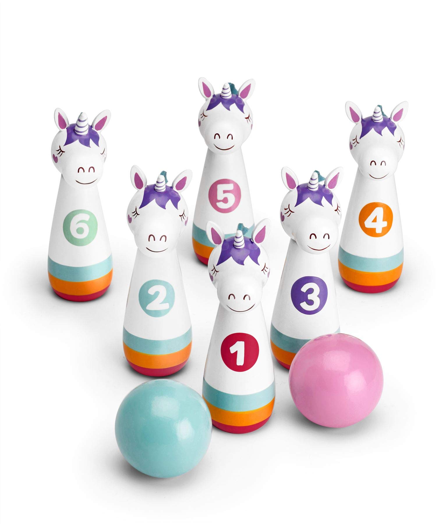 Mousehouse Gifts - Unicorn Bowling Set for Kids, Wooden Children's Bowling Toy for Years 3 and Up