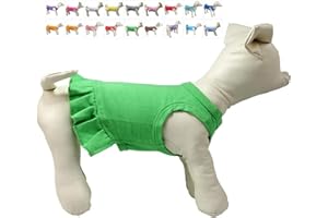 LOVELONGLONG Pet Clothes Small Dog Clothing Blank Color Sport Dress T-Shirts Tee Dresses Tanks Top for Small Size Female Dogs Summer Spring Pet Costumes 100% Cotton (XL, Green)