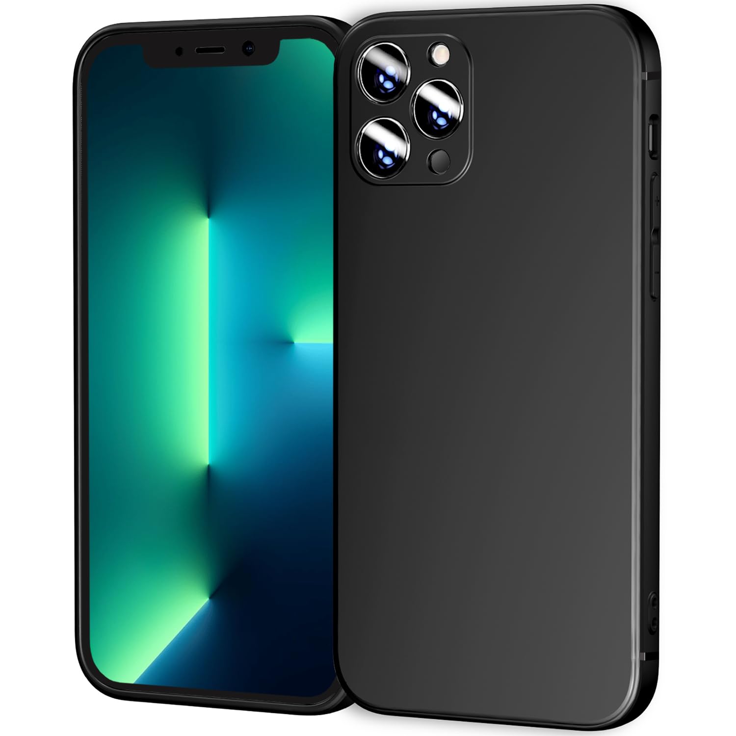 TENOC Phone Case Compatible with iPhone 13 Pro Max, Black Case Anti-Fingerprint Protective Bumper Matte Cover for 6.7 Inch