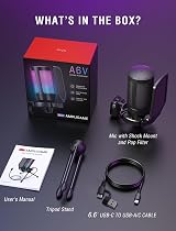 FIFINE Gaming USB Microphone RGB Condenser with Tap-to-Mute Shock Mount Pop view 9