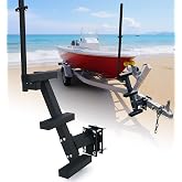 Toplamper Boat Steps for Trailer Tongue with Handrail Side Mount 3-Step | Heavy Duty Boat Boarding Step with Handle Fit for 3" x3", 4" x 4" &amp; 3" x 5" Trailers Frame for Pontoon Bass Fishing Boat