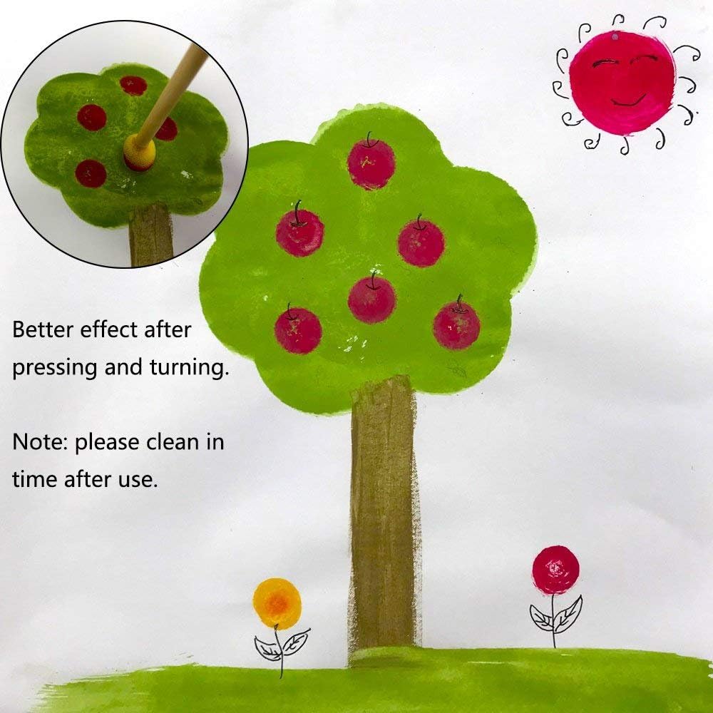 WAFJAMF 40-Pieces Assorted Size Round Sponges Brush Set, Paint Tools For Kids