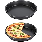 Tomotato 2Pcs Pizza Pan, 6in/9in/10in/12in Deep Dish Round Pizza Pan for Oven, Non Stick Thickened Carbon Steel Baking Pan for Home Kitchen, Dishwasher Safe(6in)