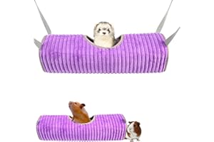 TARANDUS Ferret Rat Hammock Hamster Hanging Tunnels Tubes for Cage - Soft Guinea Pig Hideout Bed, Chinchilla Hammock for Small animals,GuineaPig,Ferret, Kitten,Squirrel,Chinchilla,Rat,Parrot (Tunnel-Purple)