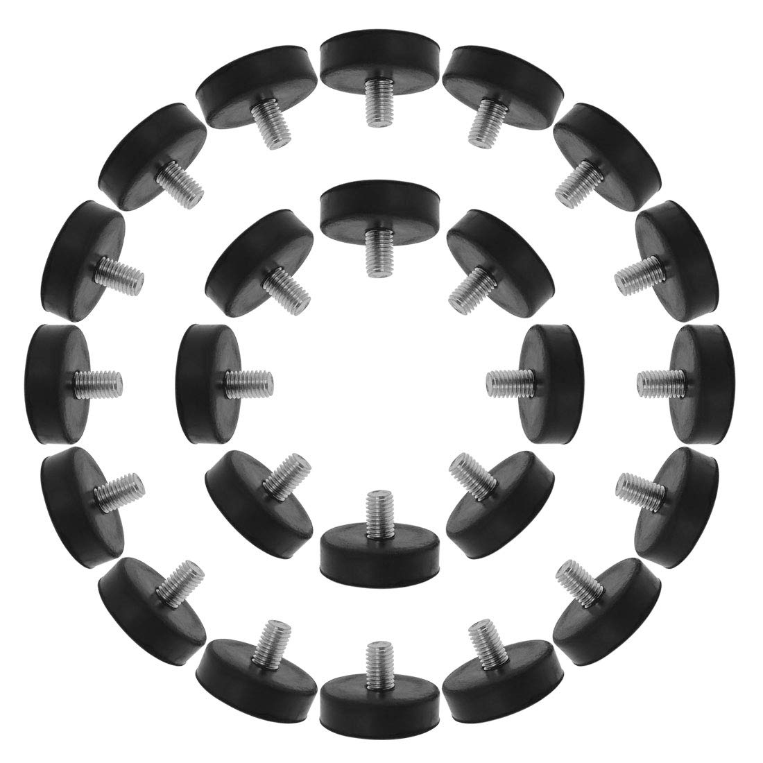 sourcingmap M10 x 15 x 43mm Leveling Feet Adjustable Leveler Floor Protector Round Base for Furniture Chair Table Leg 24 Pack
