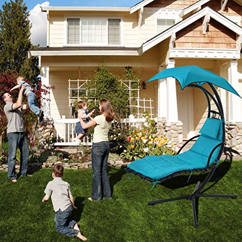 BMS Patio Chair Hanging Chaise Lounger Chair Floating Chaise Canopy Swing Lounge Chair Hammock Arc Stand Air Porch Stand for Outdoor Indoor