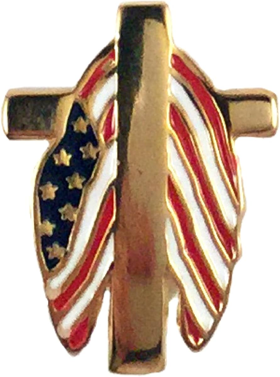 Flag On Cross Lapel Pin Clothing