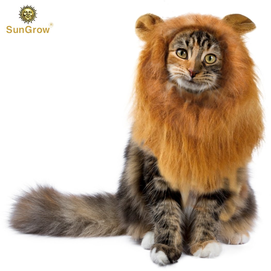 SunGrow Lion Mane Costume with Ears for Big Dogs & Cats: Get your pet dressed up in the cute adorable mane ever! Perfect for Halloween & Costume Parties