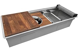 Ruvati 45-inch Undermount Workstation Kitchen Sink – 16 Gauge Stainless Steel Single Bowl with Ledges & Accessories – RVH8333