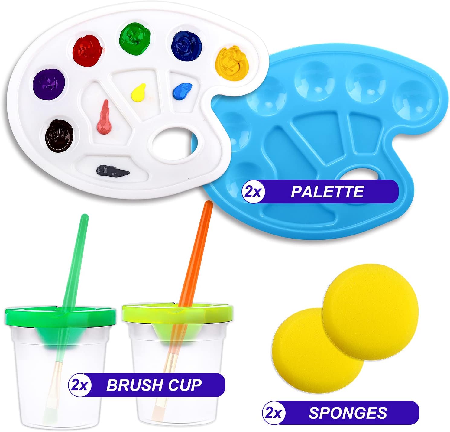 Acrylic Paint Set for Kids,66 PCS Art Supplies with Brushes, Acrylic Paint, Palette, Easel, Art Smock, Blank and Themed Drawing Board, Brush Cup and Sponges: Home & Kitchen
