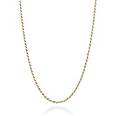 Miabella Italian 925 Sterling Silver, 18K Gold Plated 1.5mm Diamond-Cut Rope Chain Necklace for Women Men | Made in Italy