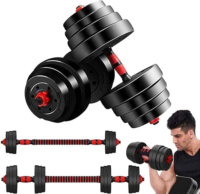 WenErJie Adjustable Dumbbells Barbell Set Connector 2 in 1Free Weights Can Be Used