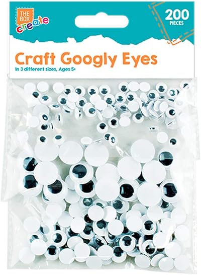 The Box 200pcs Googly Wobbly Wiggly Eyes 7mm-15mm White Craft Supply