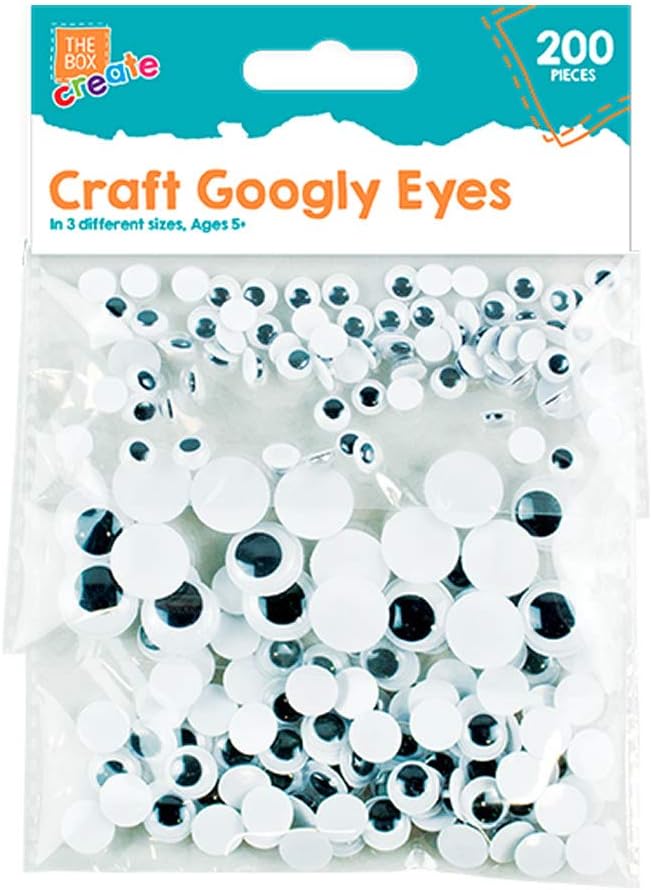 The Box 200pcs Googly Wobbly Wiggly Eyes 7mm-15mm White Craft Supply