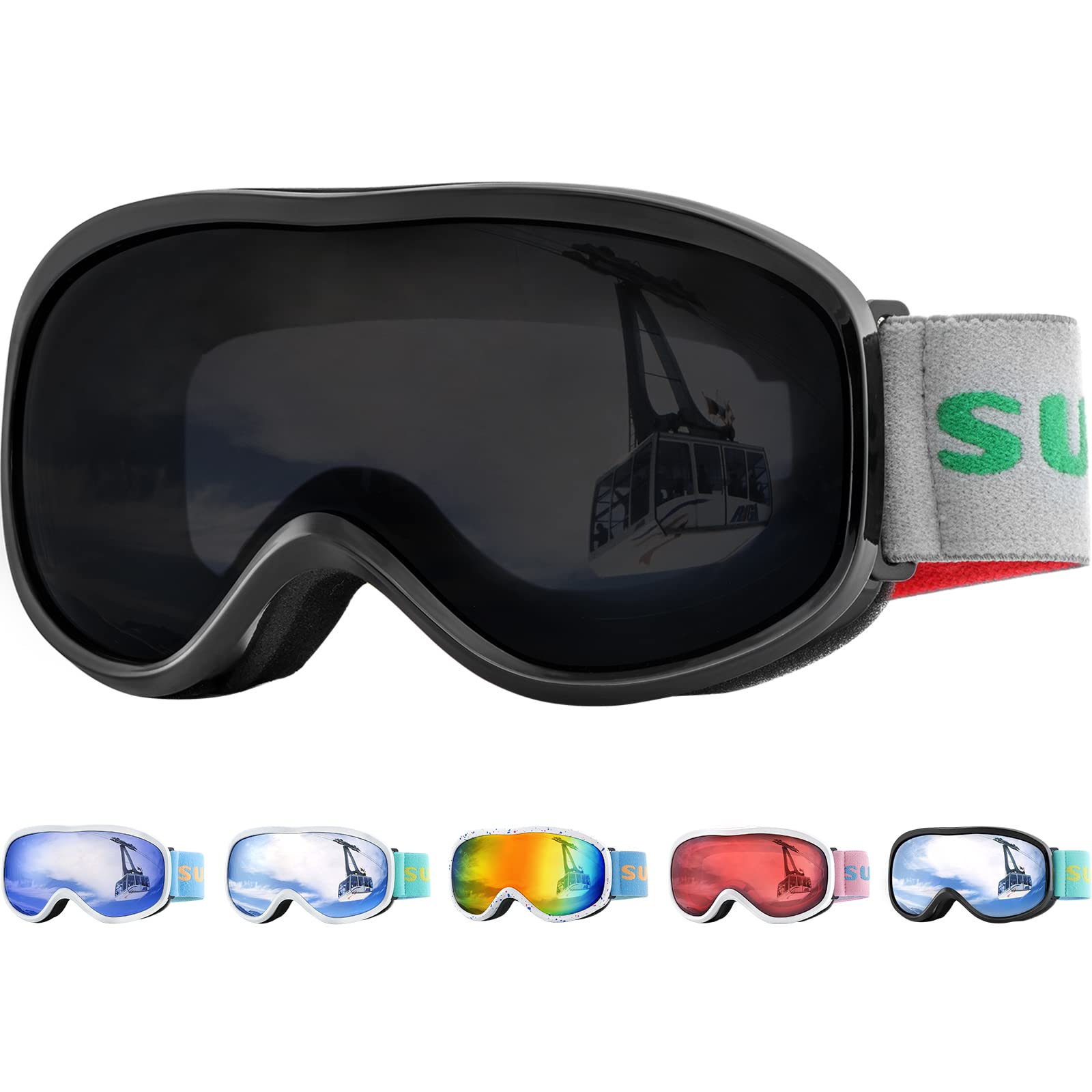 Supertrip Kids Ski Goggles, Anti-Fog Kids Skiing Goggles, Snow Snowboard Goggles for Boys Grils Youth Age 5-15