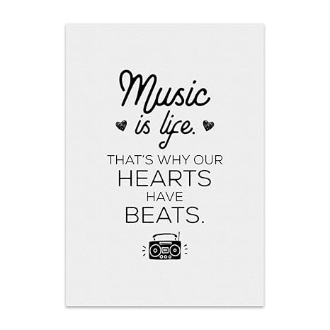 TypeStoff Kunstdruck, Poster mit Spruch – Music is Life – Wand-Bild, Plakat mit Zitat als Geschenk und Dekoration