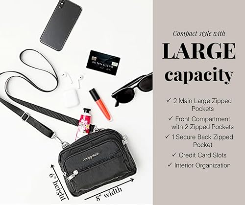 Baggallini womens Triple Zip Travel Crossbody Handbags, Pacific