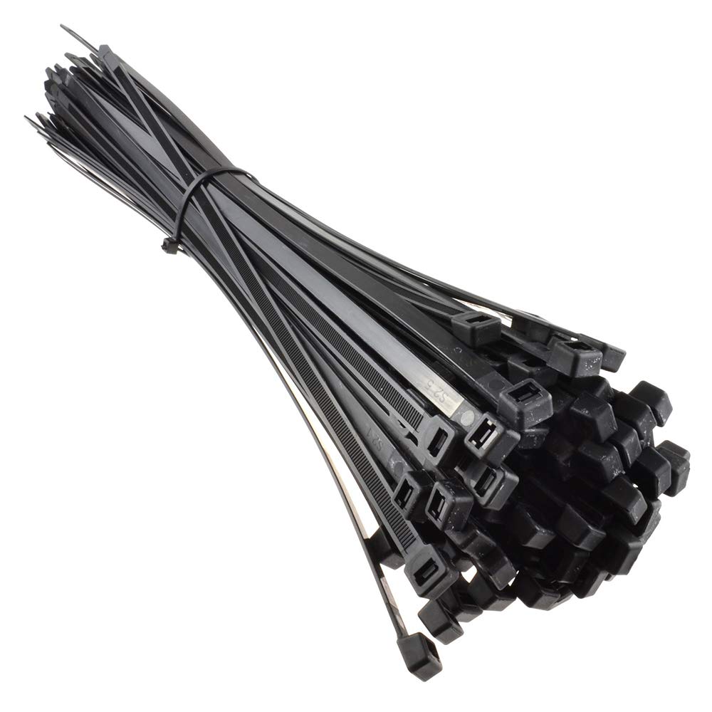 KafTon Pack of 100 Black Cable Zip Ties, UL Nylon, Perfect for PC, Bicycle Tie Wrap DIY Home Wire Vegetable Garden Office (300mm x 4.8mm) Black
