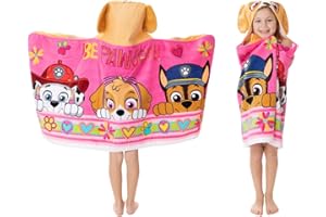 Paw Patrol Girl Skye, Marshall, Chase Kids Super Soft Bath/Pool/Beach Soft Cotton Terry Hooded Towel Wrap, 24 in x 50 in, (Officially Licensed Product) by Franco