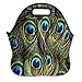 VIPbuy Waterproof Thermal Insulated Neoprene Lunch Bag Lunchboxes Container , 3D Bird Peacock Feather Pattern