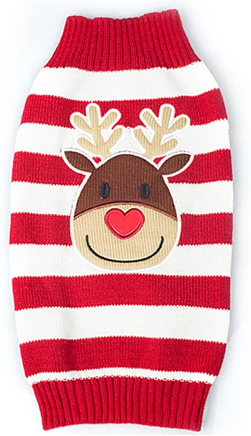 DELIFUR Holiday Xmas Christmas Reindeer Sweater Dog Sweater Pet Clothes for Small Dog and Cat (Cute Reindeer, S)