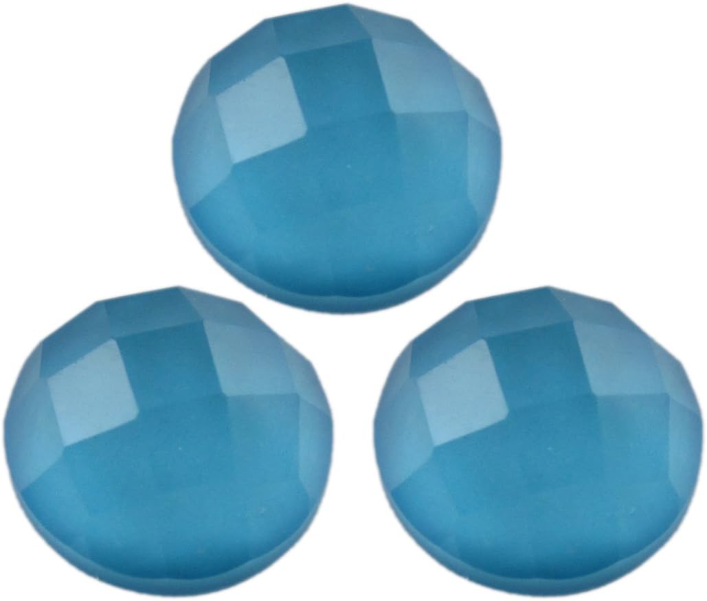 Lapidarians Gemstone Synthetic Turquoise Quartz Doublet One Side Flat Round 6x6mm 85 Pieces Lot Loose Certified Blue Gemstone