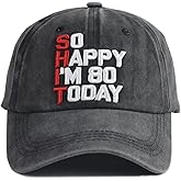 So Happy I'm 80 Today Baseball Cap for Women Men, Adjustable Embroidered Vintage Retro Classic Cotton Hat
