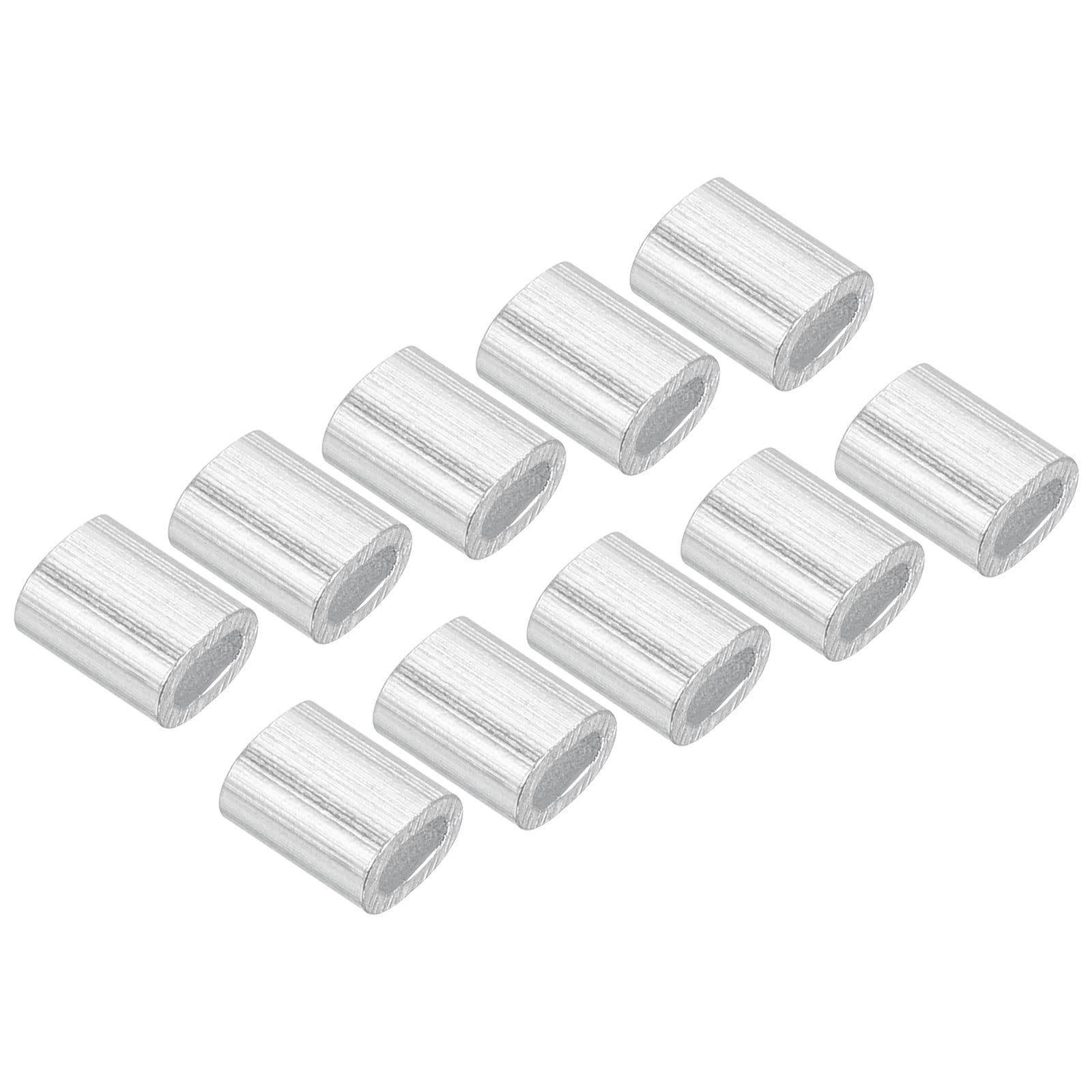 Photo 1 of M METERXITY 100 Pack Aluminum Crimping Loop Sleeve Oval - 0.5mm Wire Rope Fastener Apply for Garden Fence (5mm)