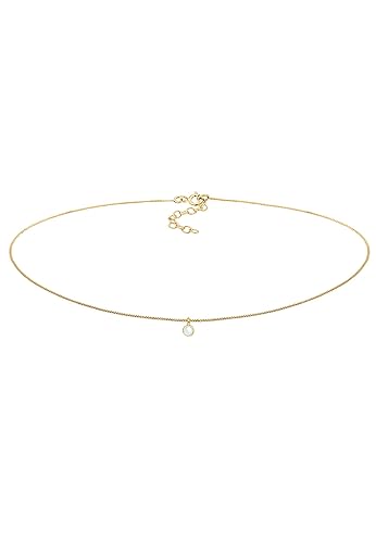 Elli Halskette Choker Mondstein Anhänger Basic Trend 925 Silber