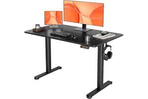 YDN Electric Standing Desk, Adjustable Height Stand up Desk, 48x24 Inches Sit Stand Home Office Desk with Splice Board, Black Top