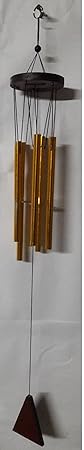 OM SAI ENTERPRISES Metal Feng Shui 6 Pipe Round Wind Chime Aluminium Wind Chime (6 Pipe 44.05 inch, Golden Colour)