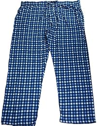 Hanes - pantalón de pijama de punto estampado hombre, cuadros azules