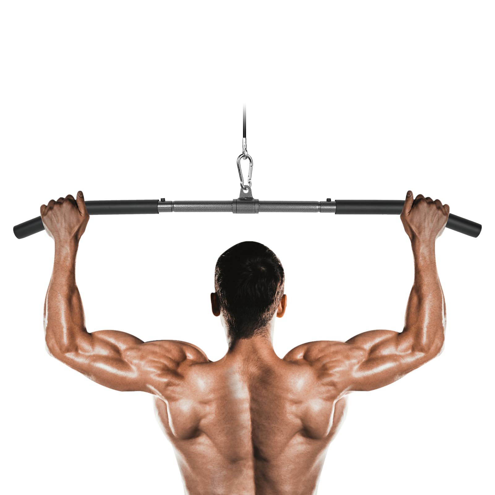 LAT Pulldown Bar, 120cm Detachable Lat Pull Down Bar Attachment with Swivel Joint Cable Machine Attachments Lat Pull Down Bar for Gym Strength Training Arms, Triceps, Back, Shoulders
