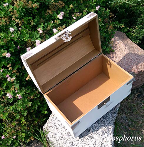Shabby Chic Wedding Card Box - Vintage Rustic Wedding Decor - Wedding Card Holder with Card Slot | White Distressed Personalized Card Keepsake Chest