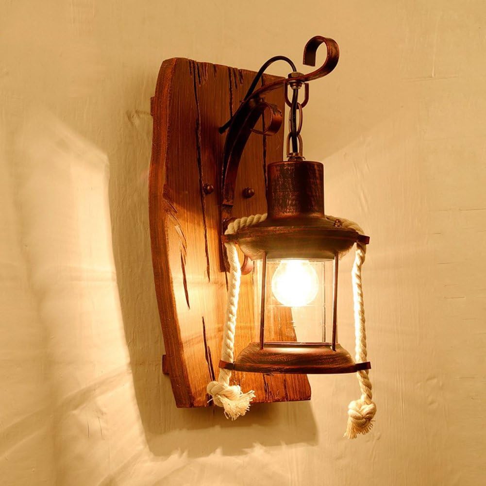 Llhz American Country Style Aisle Lights Nordic Wooden Lantern Decoration Ideas Coffee Shop Bar Wall Lamp Amazon Co Uk Lighting