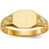 JewelryWeb 14k Yellow Gold Solid Back Signet Ring Size 6 Ring for Women