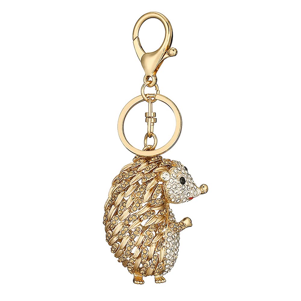 WANLIAN Sparkling Hedgehog Rhinestone Keychain,Cute Gold Animal Keyring Pendant (Yellow), 2.4''H×2.0''W（6.0cm×5.0cm）